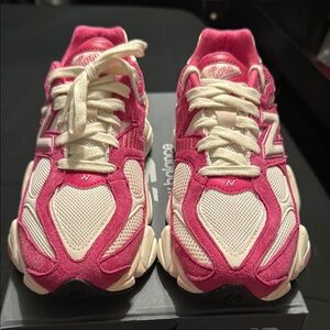 New Balance Pink and White Retro Sneakers